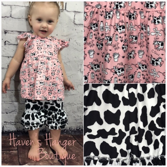 2pc. 🐮Cow Fresh Milk Shorts Set - Picture 2 of 6